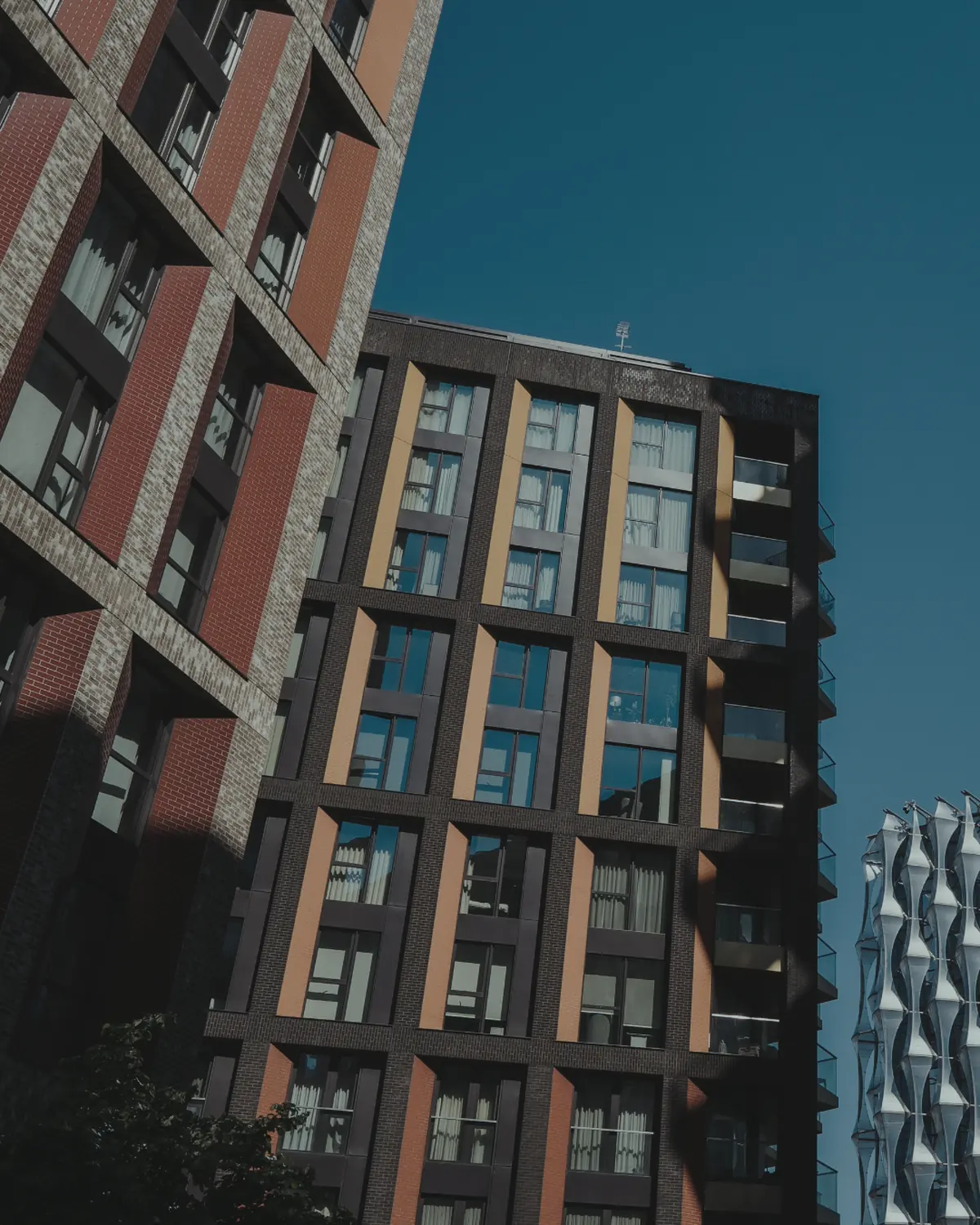 Apartment blocks at Nine Elms in London, seen from the street